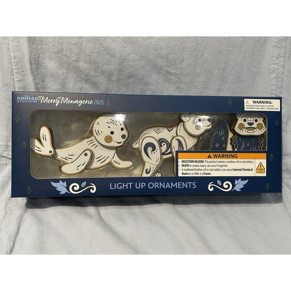 NEW 2025 Walt Disney Parks Animal Kingdom Merry Menagerie‎ Light Up Ornament Set